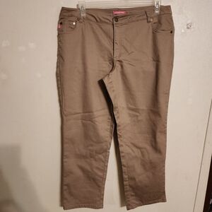 Woman Within Tan Straight Leg Pants Size 18 Petite, Inseam 27"